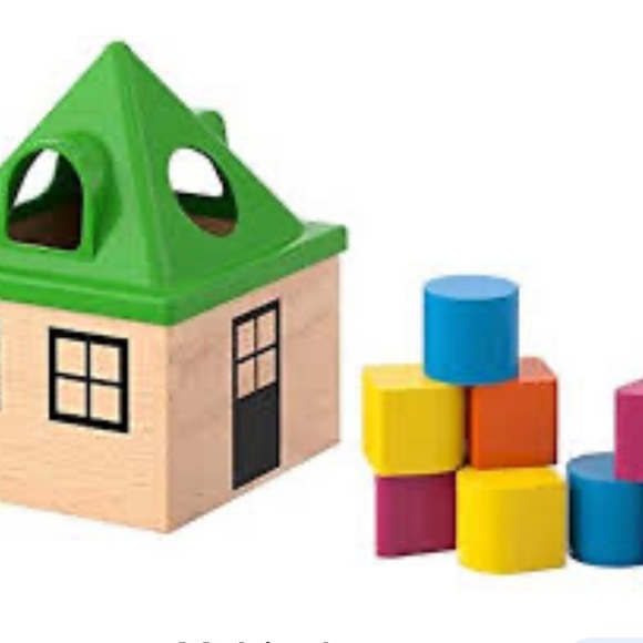 IKEA Shape Sorter Wooden House with Removable Roof and Multi Shapes Montessori - Picture 7 of 7